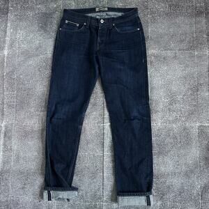 Men's Naked & Famous Selvedge Denim Button Fly Indigo Dark Blue Jeans Sz 32 X 32